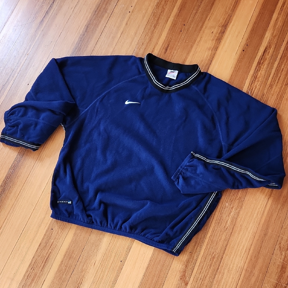 Nike Royal Blue Fleece Pullover with White Swoosh